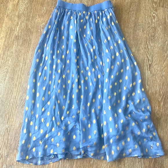 SHEIN | Gold and Blue Midi Skirt - Picture 1 of 5